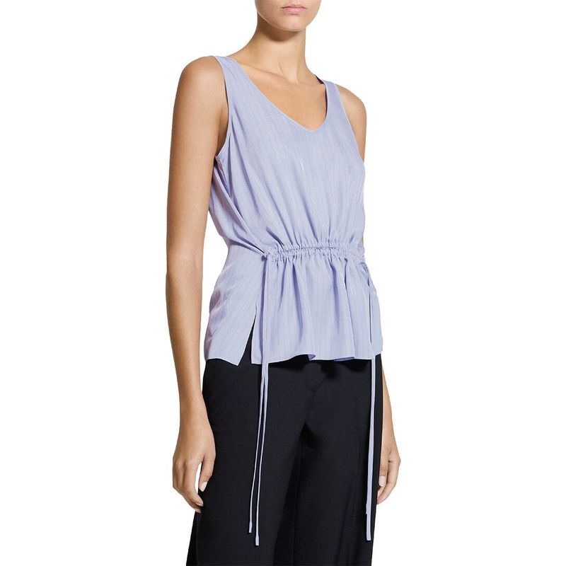 Theory Womens Washed Twill Tie Easy Tank